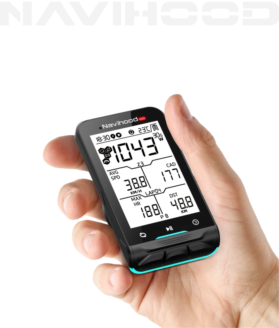 2.6" GPS Велокомпьютер Navihood L3, ч/б экран, 35 часов от батареи, индикатор безопасности.