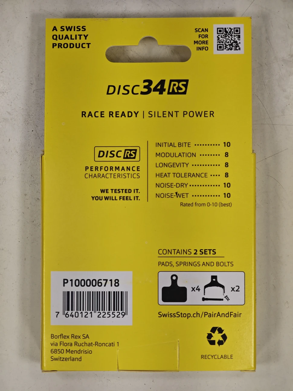 2 пары Swissstop 34 RS для Shimano Dura Ace, Tektro HD-R310, REVER.