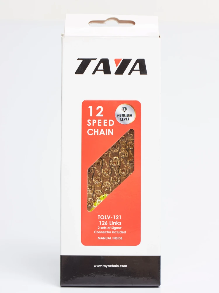 TOLV-121 Ti-Gold,12 скоростная цепь для велосипеда TAYA. Цвет: золотой. В комплект входит 2 замка.