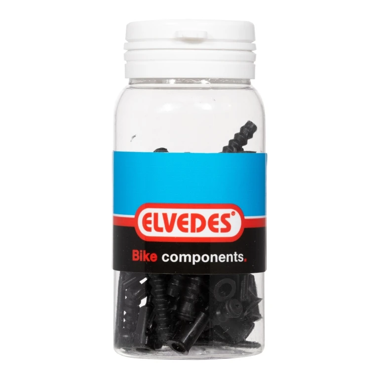 Наконечник на оплетку Elvedes +  гофра резиновая Elvedes, ПВХ + резина, черный, 25 штук