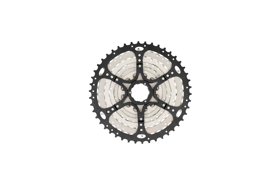 Кассета S-Ride CS-M500, 11-46T, 11 скоростей, цвет серебристый / черный, на алюминиевом пауке.