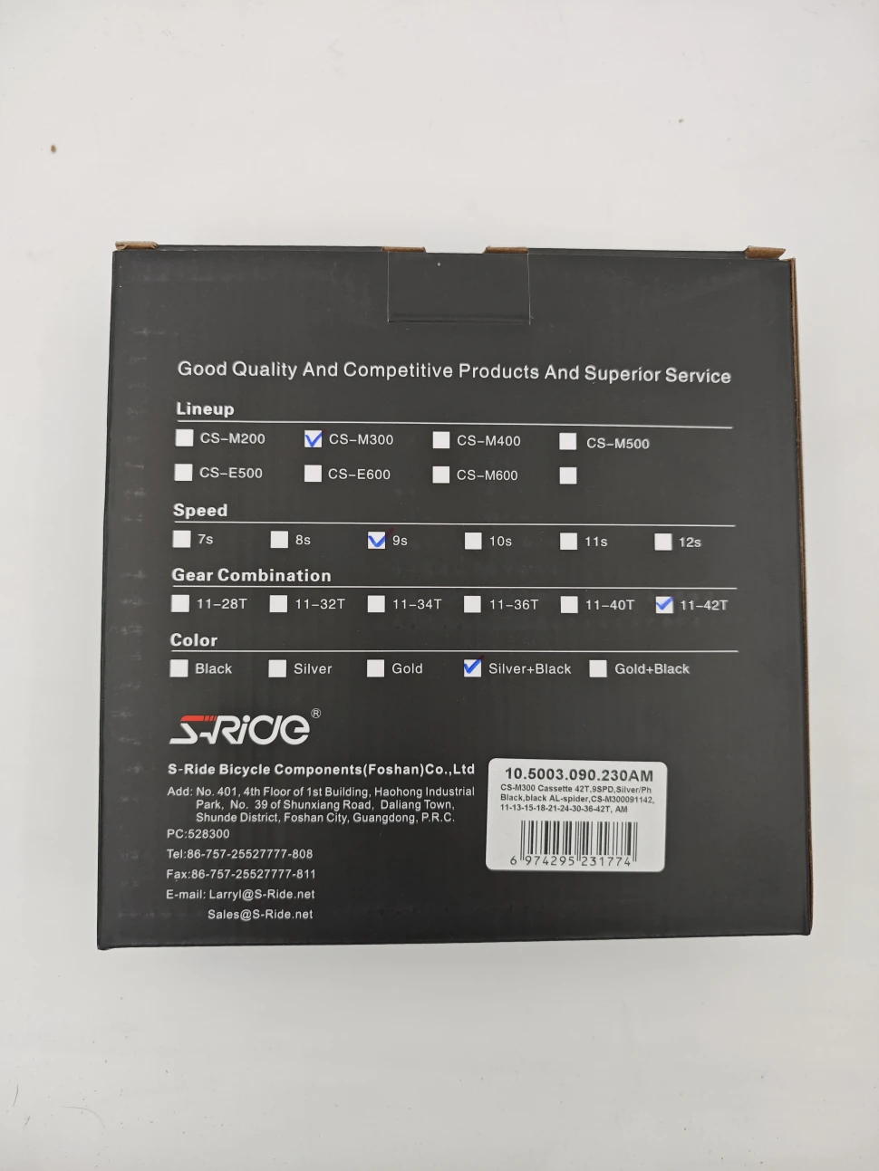 Кассета S-Ride CS-M300 42T, 9ск, серебристая, черный алю-паук, CS- M300091142,11-13-15-18-21-24-30-3