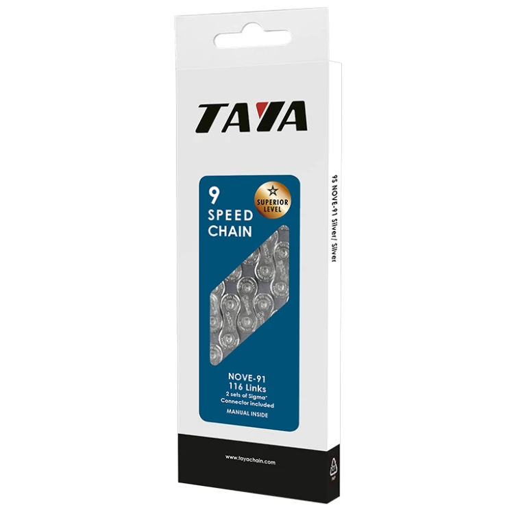 NOVE-91 Silver/Silver, 9 скоростная цепь для велосипеда TAYA. Цвет: серебристый