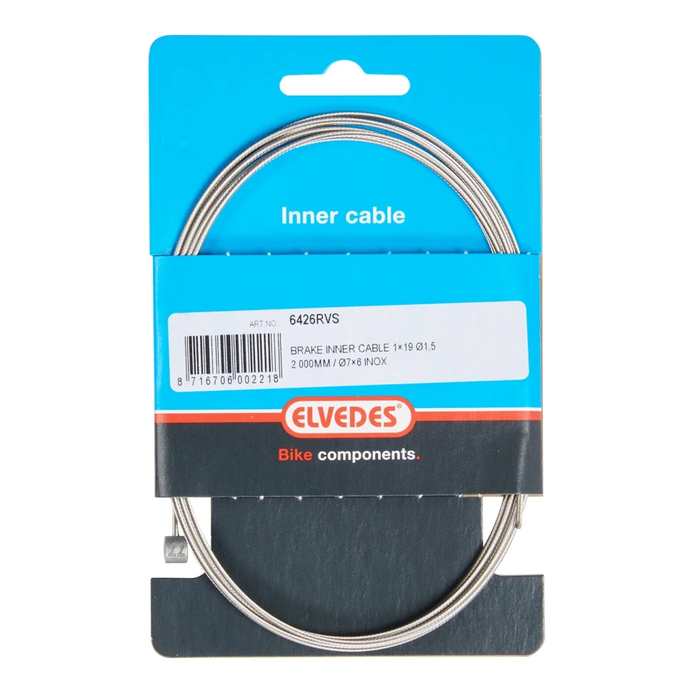 Трос тормоза Elvedes ATB, 19 жил, 1.5х2000 мм, наконечник: 7х6 мм
