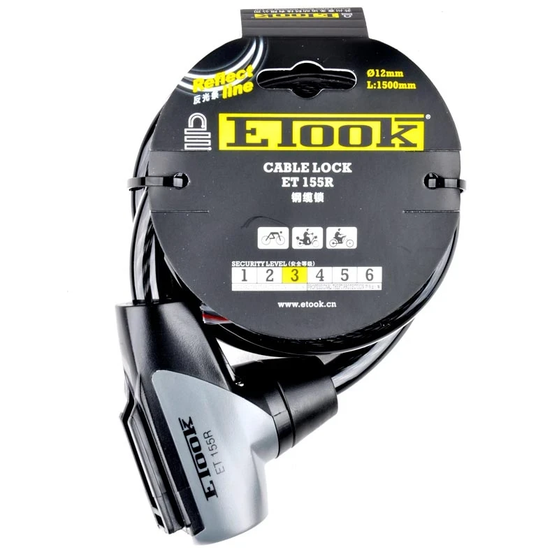 Велозамок ETOOK ET-155R (1500 мм, Черный)