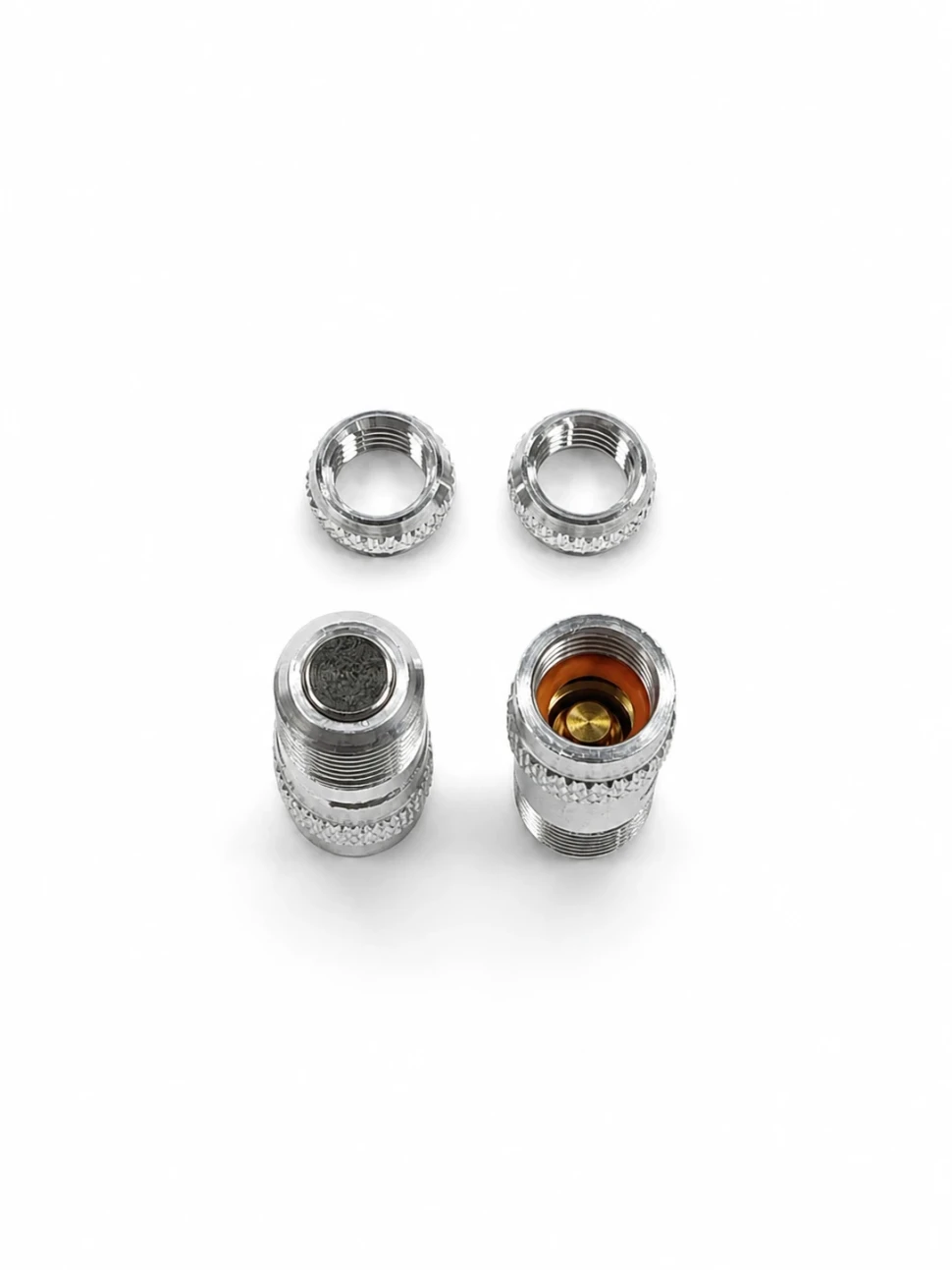 2 Серебристых клапана AIGO-TEC CSV, переходник Presta–Schrader, алюминиевые.