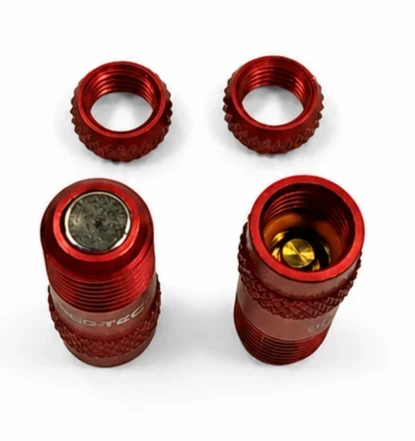 2 Красных клапана AIGO-TEC CSV, переходник Presta–Schrader, алюминиевые.