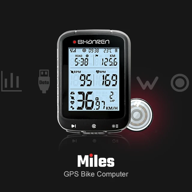 Велокомпьютер Shanren Miles с GPS/Glonass/BDS/QZSS. Совместим со всеми основными моедлями датчиков