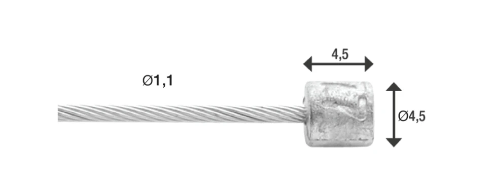 Трос переключения Elvedes для SHIMANO/SRAM,19 жил, 1.1х2250 мм, наконечник: 4.5х4.5 мм